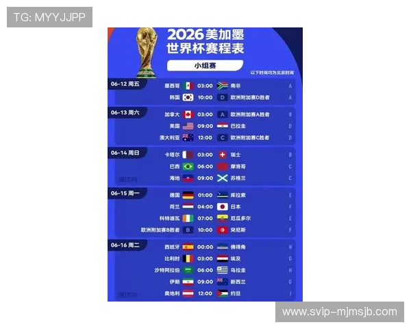 2026年美加墨世界杯赛程安排及比赛时间预测，帮助球迷合理安排时间